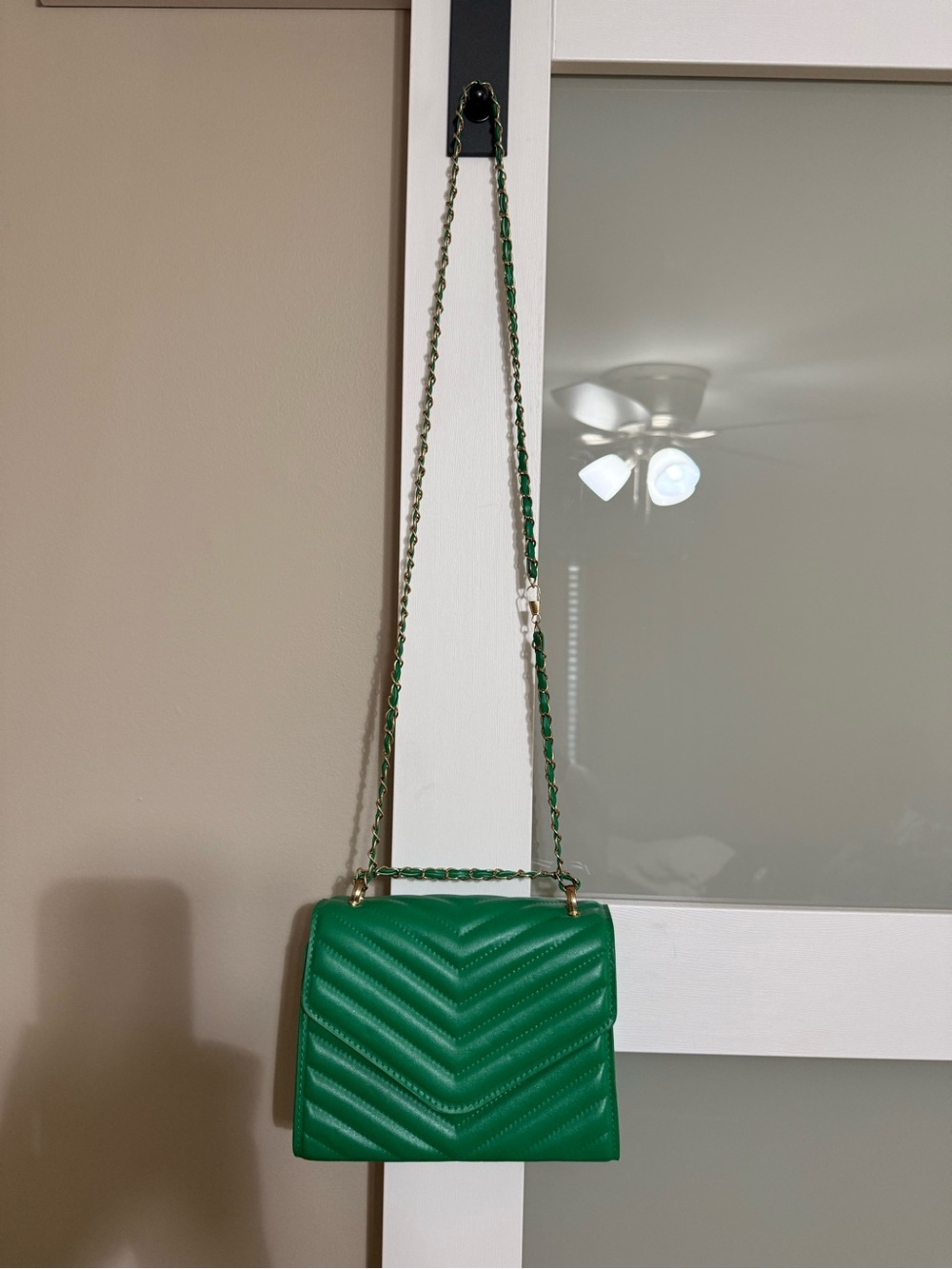 Green Quilted Crossbody Shoulder Bag